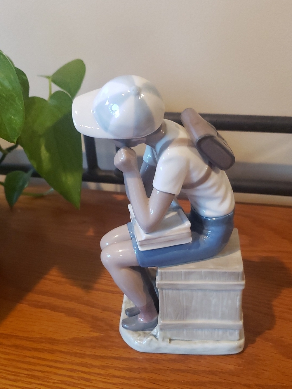 Lladro-Vtg/Retired-" Exam Day" #5250- Porcelain Boy with Books and Dog Sculpture - Picture 5 of 8